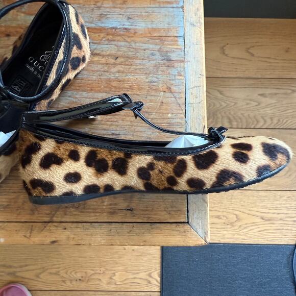 Girls Gucci Leopard Print Patent Leather Ballet Mary Janes EU 30 US 12.5 Italy - Picture 8 of 13